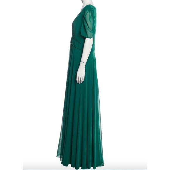 MAC DUGGAL Dress Size 12 Evening Gown NEW Emerald Green Chiffon Plunge Neck - Picture 9 of 10